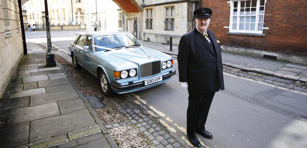 Oxford Wedding Cars: Concierge Johnathan Sayers and his Bentley Turbo R in Oxford.